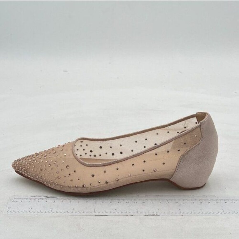 XYD Women Rhinestones Studded Ballet Flats Mesh Rivets Hidden Heels